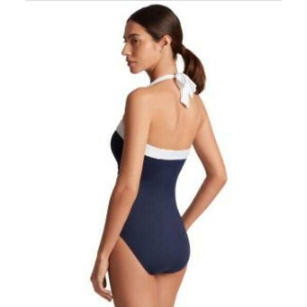 Lauren Ralph Lauren Bel Air One-Piece Swimsuit Dark Navy 14 - Picture 3 of 3